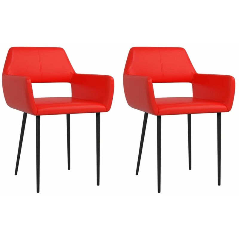 

Sillas de comedor 2 unidades cuero sintético rojo - Rojo