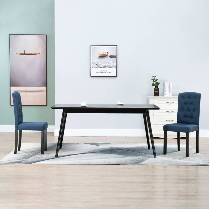 

Sillas de comedor 2 unidades de tela azul