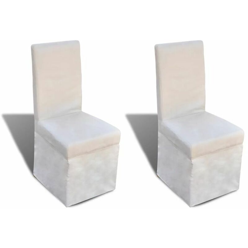 

Sillas de comedor 2 unidades de tela blanco crema