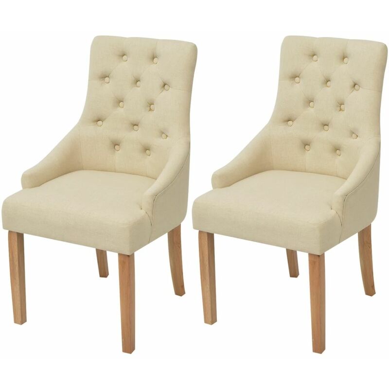 

Happyshopping - Sillas de comedor 2 unidades de tela color crema