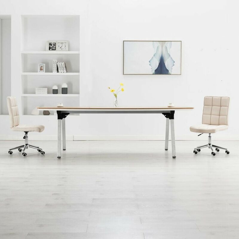 

Happyshopping - Sillas de comedor 2 unidades de tela color crema