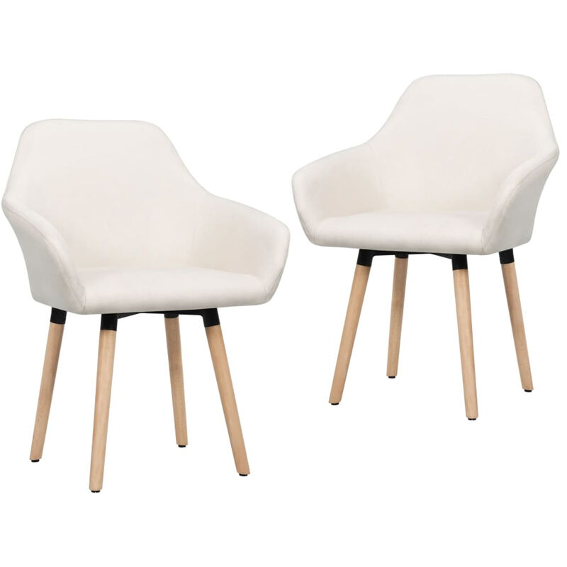 

Happyshopping - Sillas de comedor 2 unidades de tela color crema