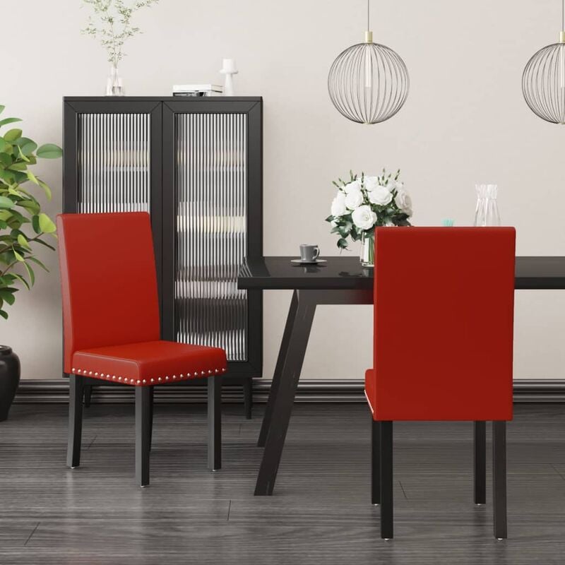 

Sillas de comedor 2 unidades de tela color vino tinto PVC