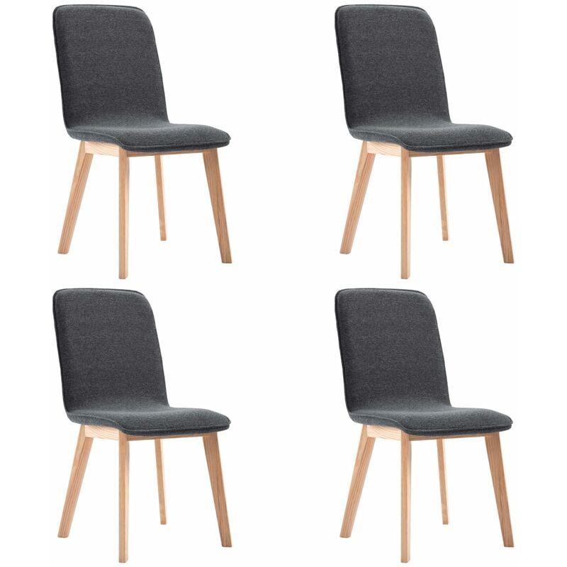 

vidaXL Madera Maciza de Roble Sillas de Comedor Tela 4 Unidades Gris - Gris