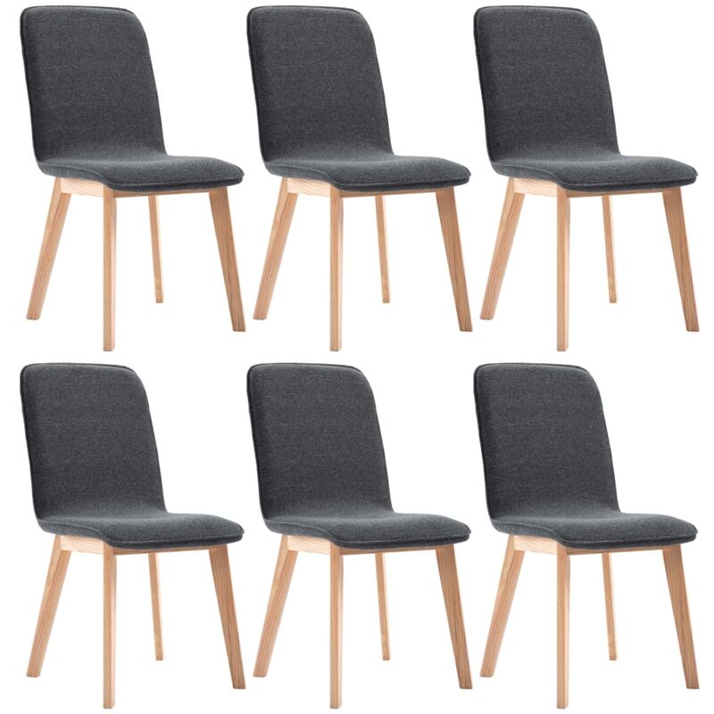

vidaXL Madera Maciza de Roble Sillas de Comedor Tela 2 Unidades Gris - Gris