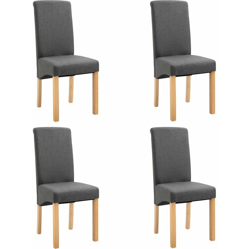 

vidaXL Sillas de Comedor de Tela 4 Unidades Gris - Gris