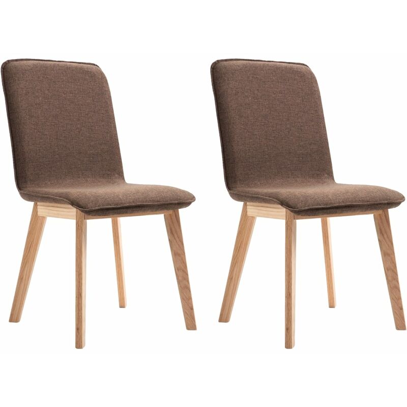 

vidaXL Madera Maciza de Roble Sillas de Comedor Tela 2 Unidades Marrón - Marrón