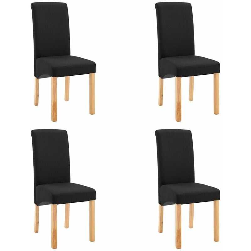 

vidaXL Sillas de Comedor de Tela 4 Unidades Negra - Negro