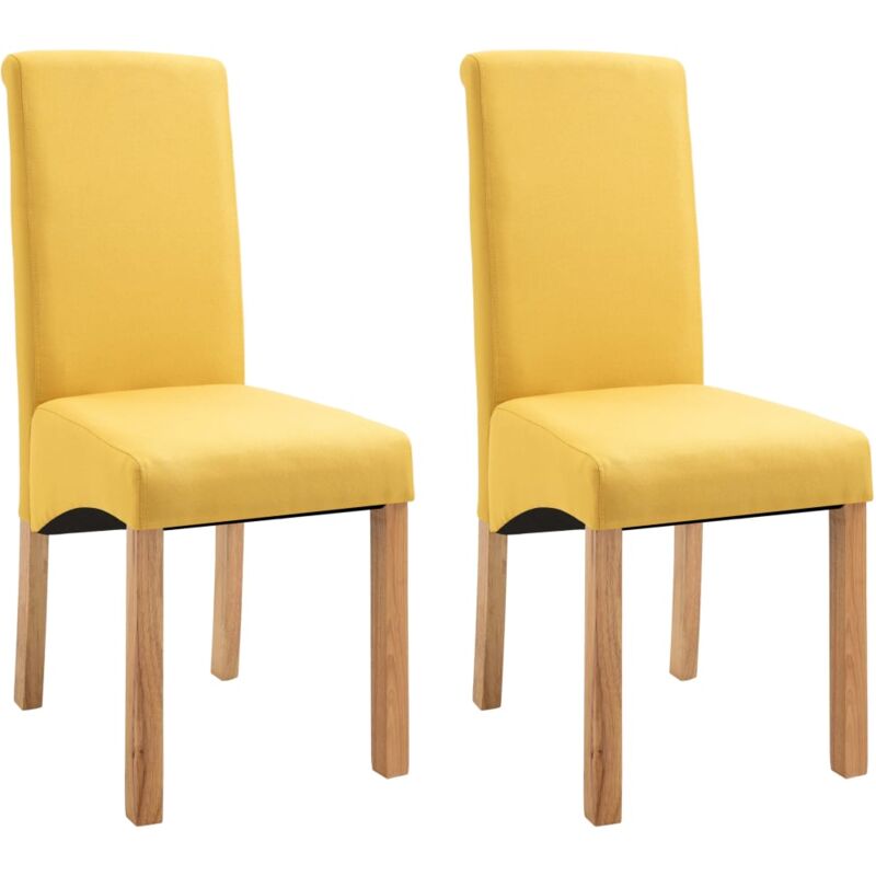 

vidaXL Sillas de Comedor de Tela 2 Unidades Amarilla - Amarillo