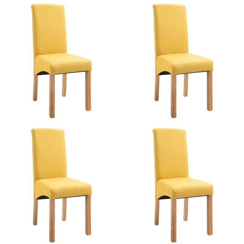 

vidaXL Sillas de Comedor de Tela 4 Unidades Amarilla - Amarillo