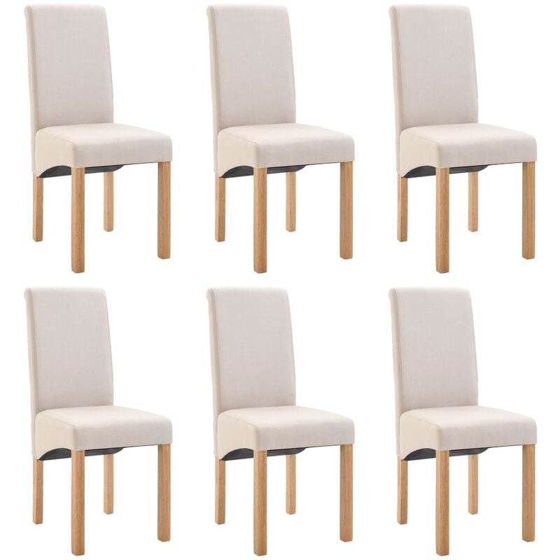 

vidaXL Sillas de Comedor de Tela 6 Unidades Crema - Crema