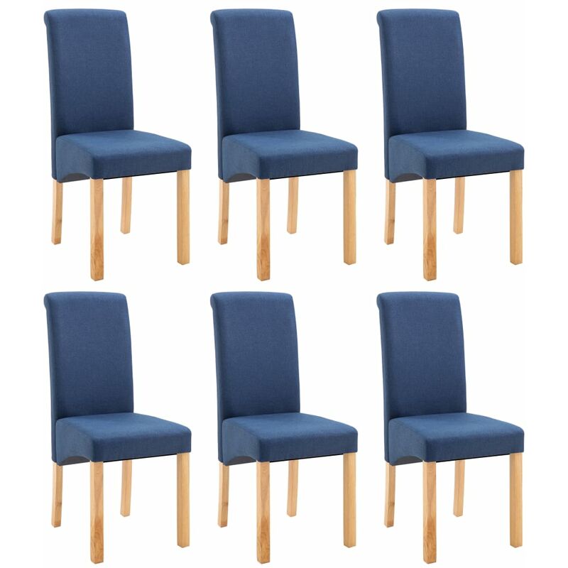 

vidaXL Sillas de Comedor de Tela 6 Unidades Azul - Azul