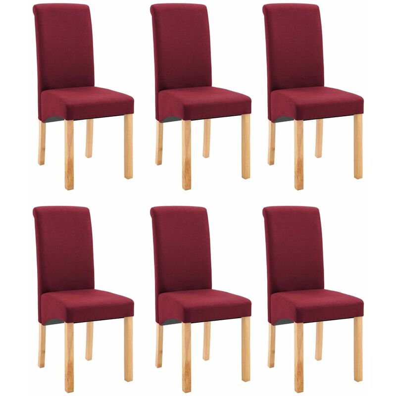 

vidaXL Sillas de Comedor de Tela 6 Unidades Roja - Rojo