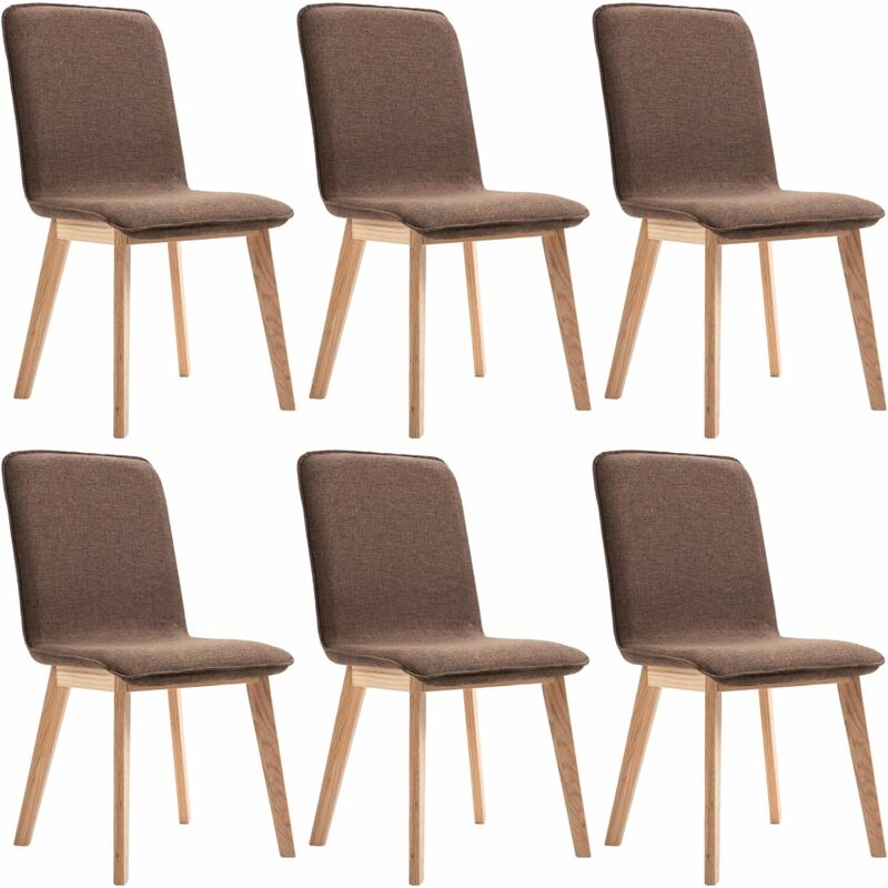 

Madera Maciza de Roble Sillas de Comedor Tela 6 Unidades Marrón - Marrón - Vidaxl