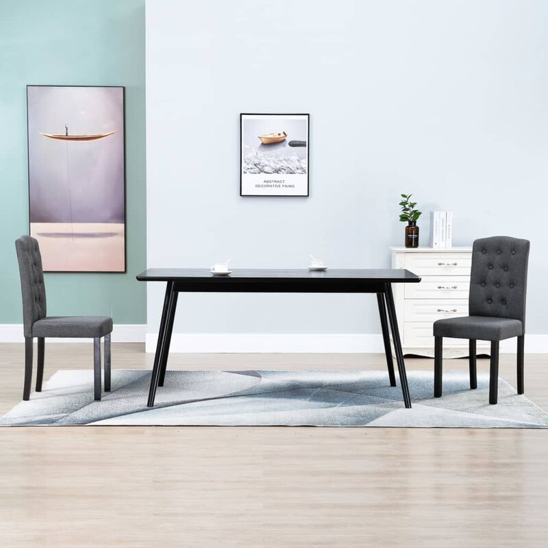 

Sillas de comedor 2 unidades de tela gris oscura