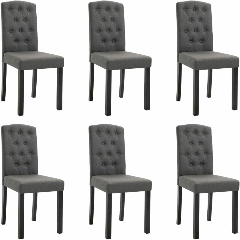 

vidaXL Sillas de Comedor de Tela 6 Unidades Gris Oscuro - Gris