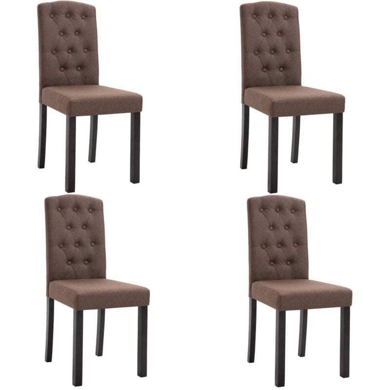 

vidaXL Sillas de Comedor de Tela 4 Unidades Marrón - Marrón