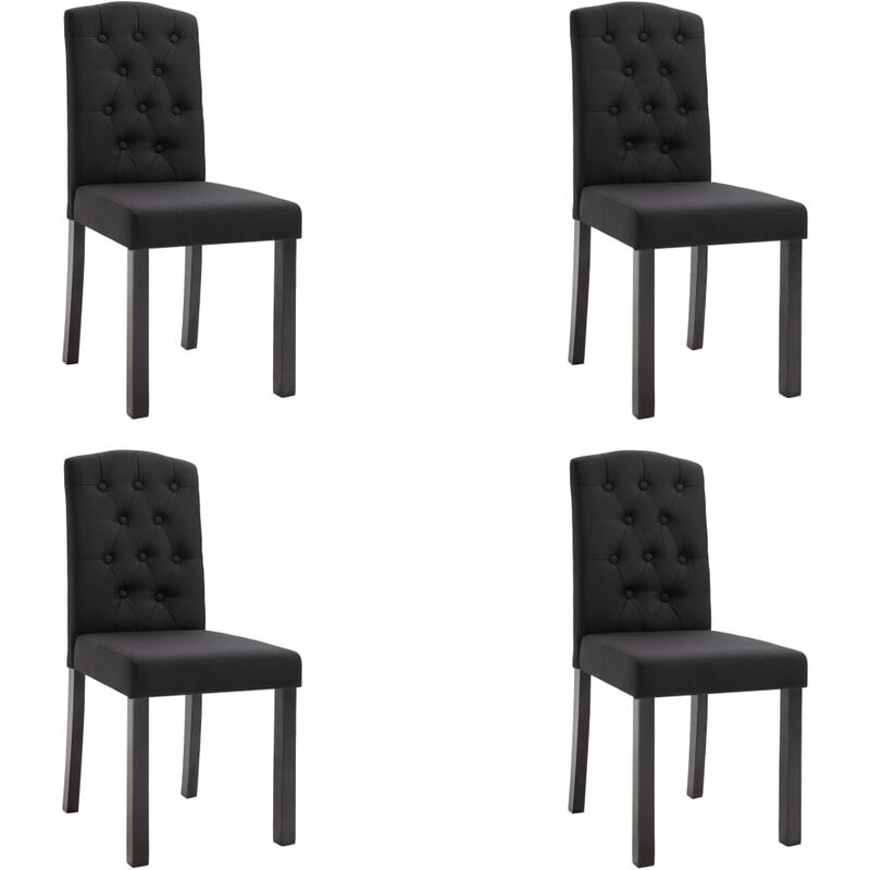 

vidaXL Sillas de Comedor de Tela 4 Unidades Negra - Negro