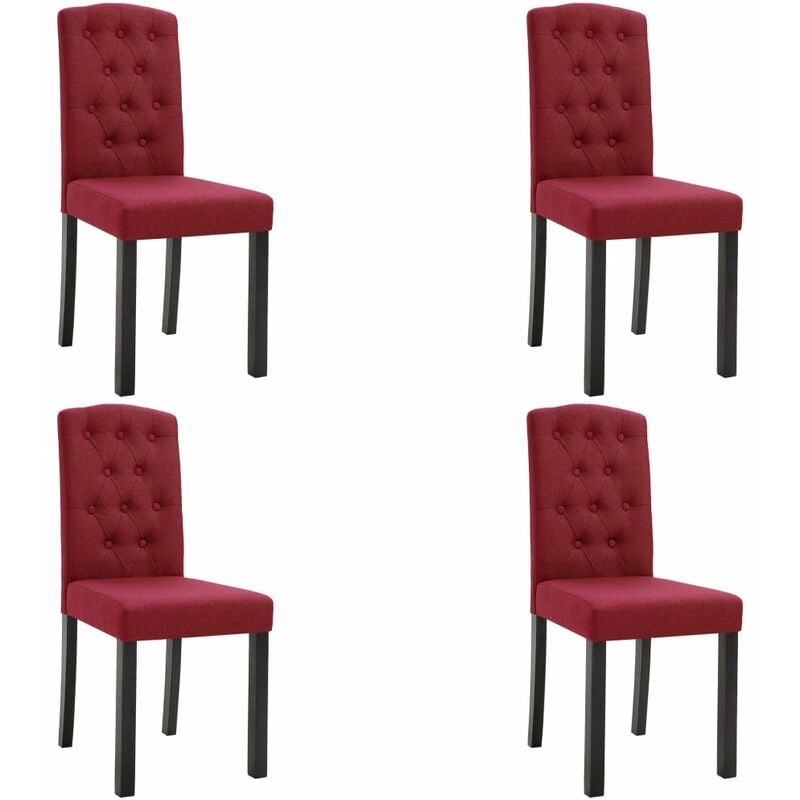 

vidaXL Sillas de Comedor de Tela 4 Unidades Vino Tinto - Rojo