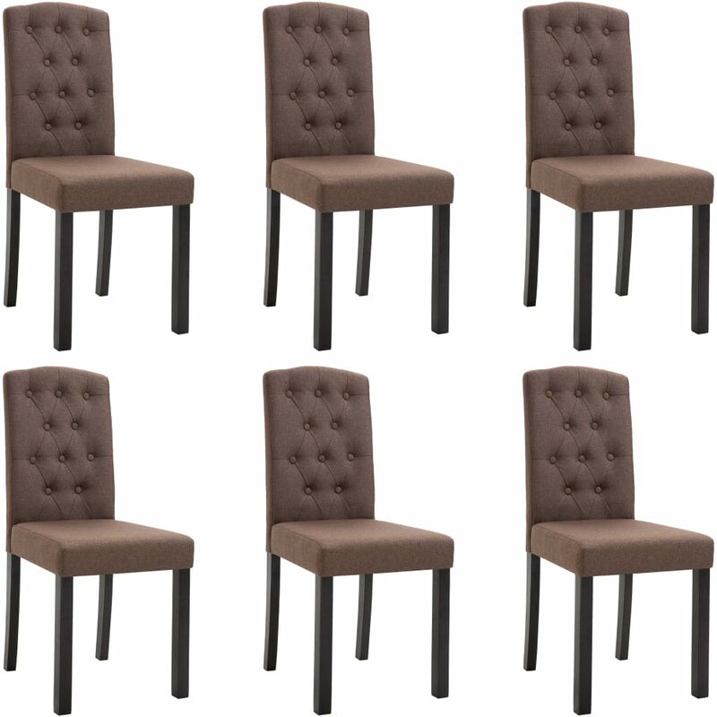 

vidaXL Sillas de Comedor de Tela 6 Unidades Marrón - Marrón