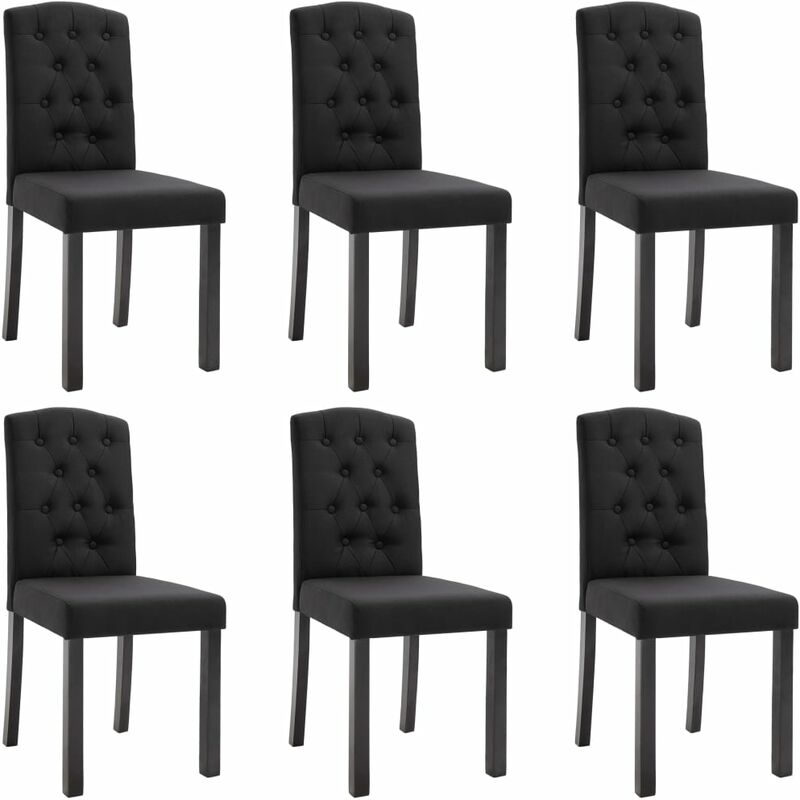 

vidaXL Sillas de Comedor de Tela 6 Unidades Negra - Negro