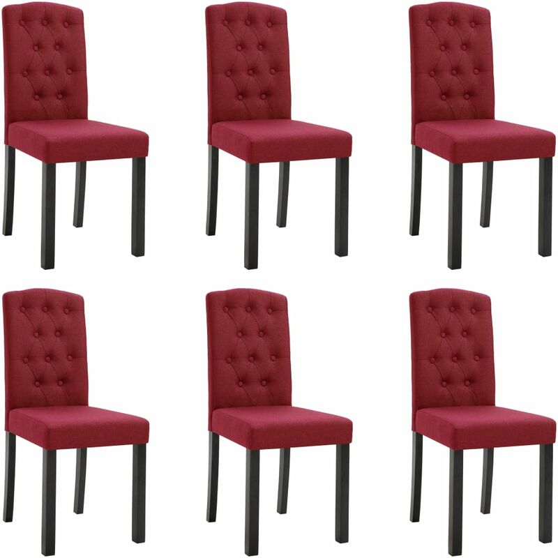 

vidaXL Sillas de Comedor de Tela 6 Unidades Vino Tinto - Rojo