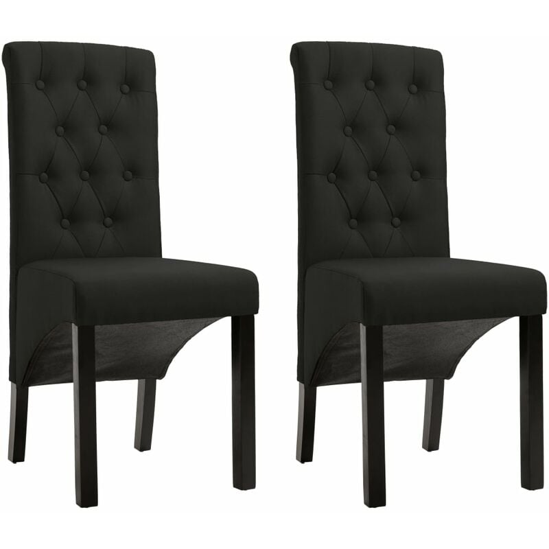 

Happyshopping - Sillas de comedor 2 unidades de tela negra