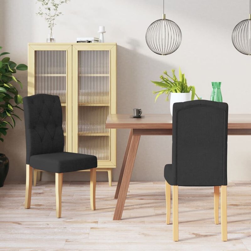 

Sillas de comedor 2 unidades de tela negra
