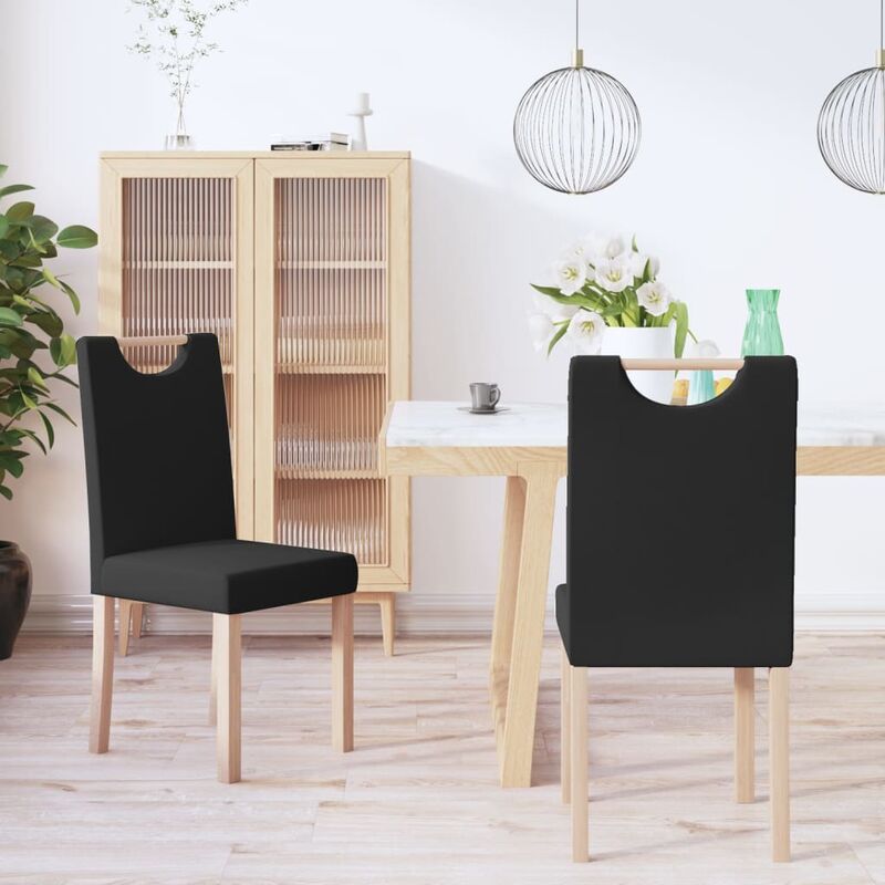 

Sillas de comedor 2 unidades de tela negra