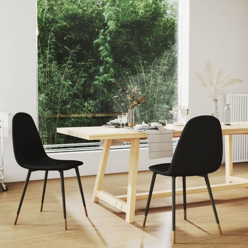 

Sillas de comedor 2 unidades de tela negra