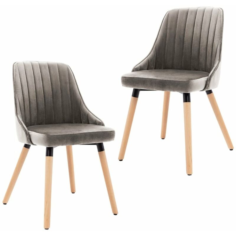 

Happyshopping - Sillas de comedor 2 unidades de terciopelo gris claro