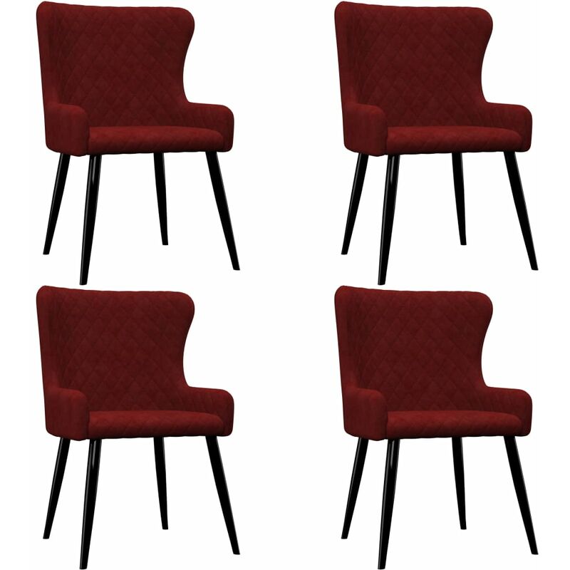 

vidaXL Sillas de Comedor Terciopelo 4 Unidades Rojo - Rojo