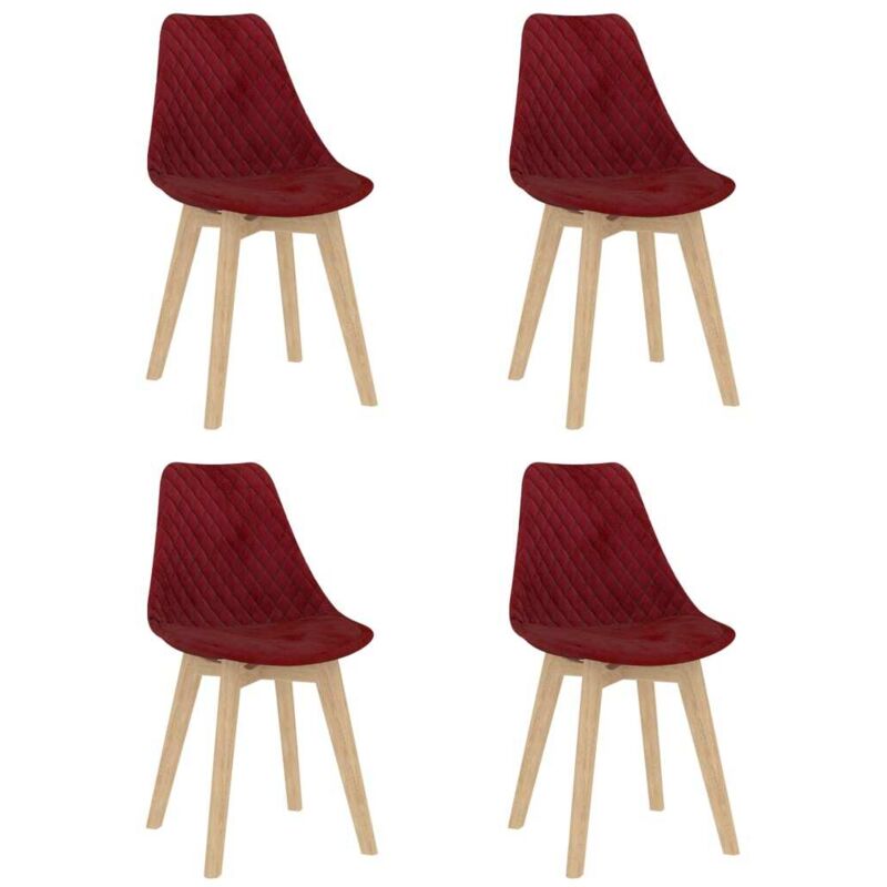 

Sillas de Comedor de Terciopelo 4 Unidades Color Vino Tinto - Rojo - Vidaxl