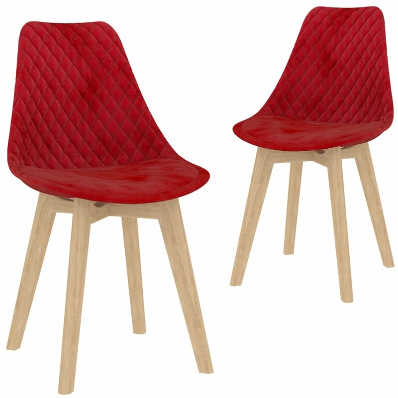 

Sillas de Comedor de Terciopelo 2 Unidades Rojo - Rojo - Vidaxl