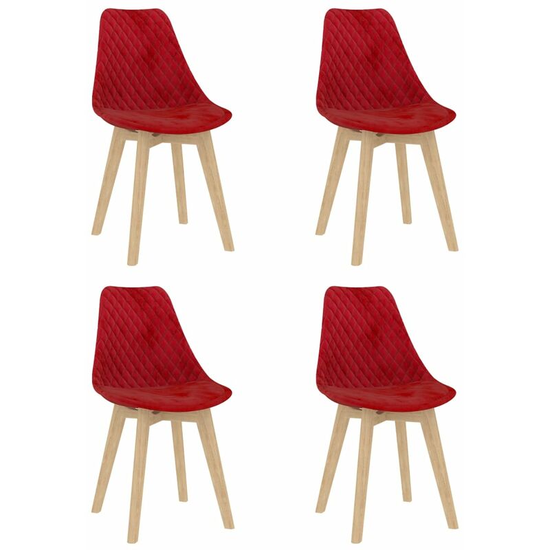 

Sillas de Comedor de Terciopelo 4 Unidades Rojo - Rojo - Vidaxl