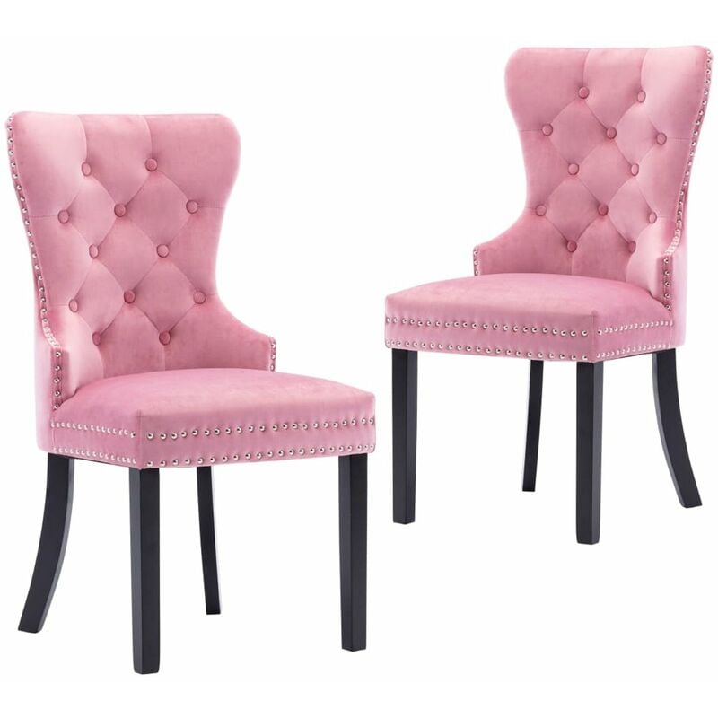 

Sillas de comedor 2 unidades de terciopelo rosa