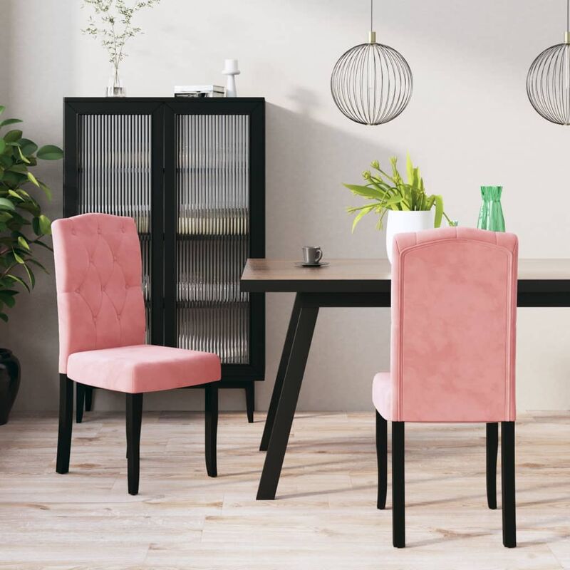 

Sillas de comedor 2 unidades de terciopelo rosa