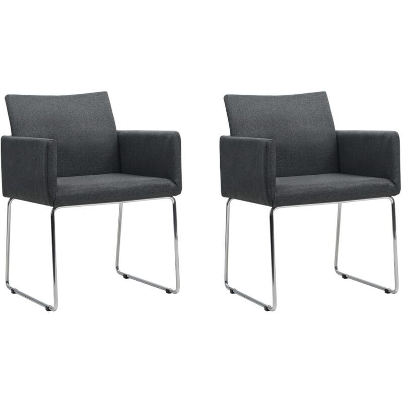 

vidaXL Sillas de Comedor 2 Unidades Tela Gris Oscuro - Gris