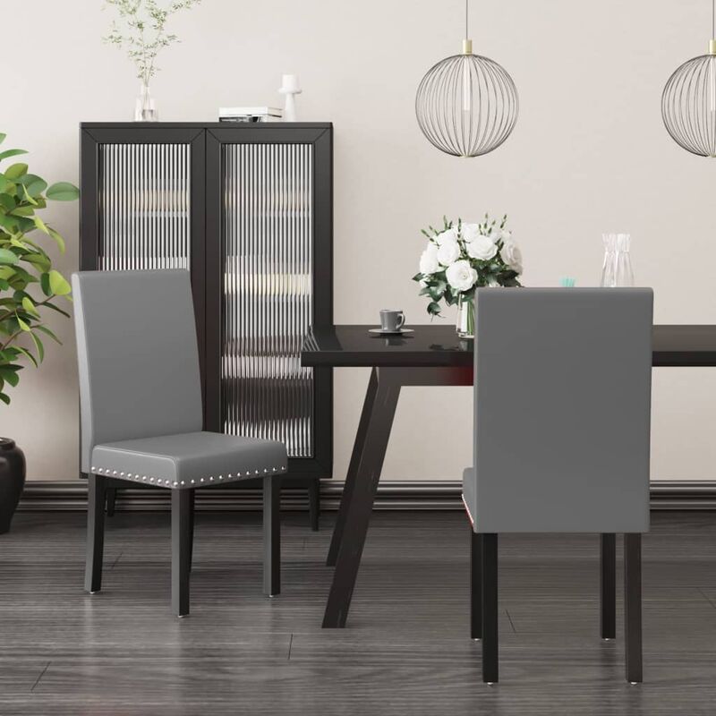 

Sillas de comedor 2 unidades gris PVC