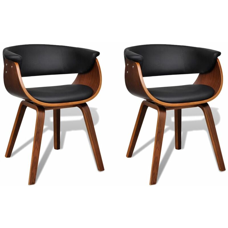 

Happyshopping - Sillas de comedor 2 unidades madera curvada y cuero artificial