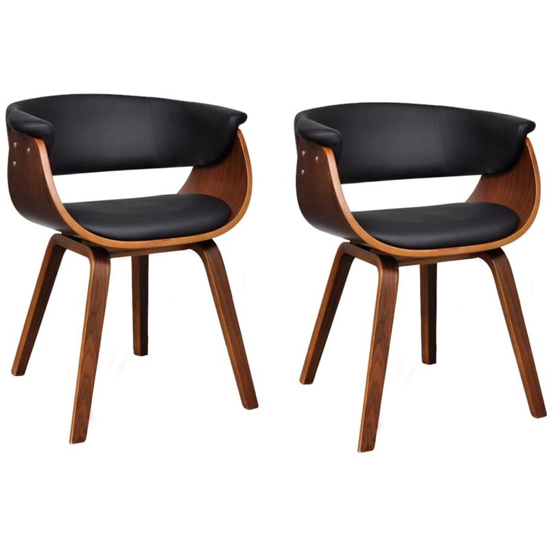 

Sillas de comedor 2 unidades madera curvada y cuero artificial - Marrón