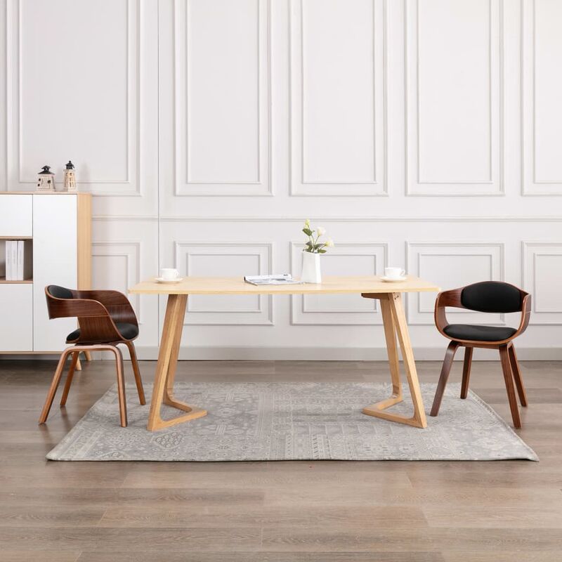 

Sillas de comedor 2 unidades madera curvada y cuero sintético