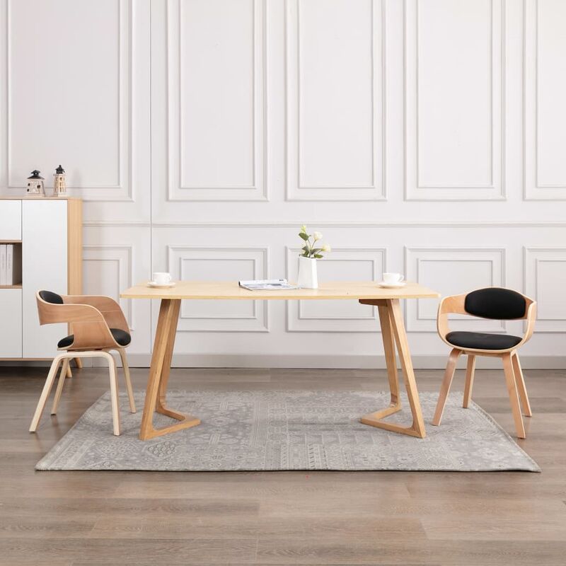 

Sillas de comedor 2 unidades madera curvada y cuero sintético