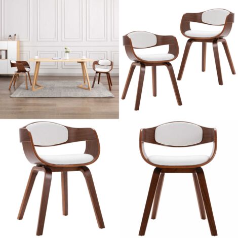 Sillas de comedor 2 unidades madera curvada y cuero sintético - Sillas de comedor de madera - Sillas ergonómicas