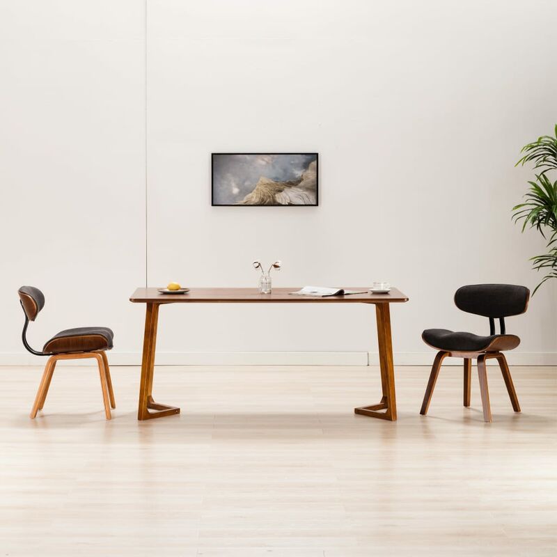 

Sillas de comedor 2 unidades madera curvada y tela gris