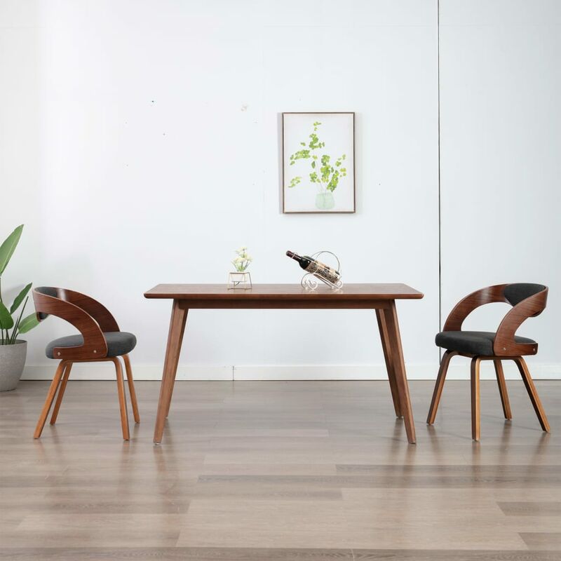 

Sillas de comedor 2 unidades madera curvada y tela gris oscuro