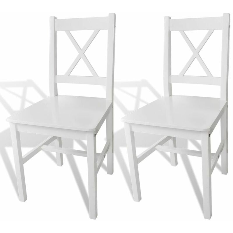 

Happyshopping - Sillas de comedor 2 unidades madera de pino blancas