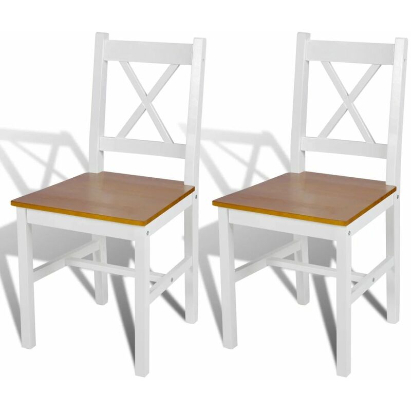 

Sillas de comedor 2 unidades madera de pino blancas