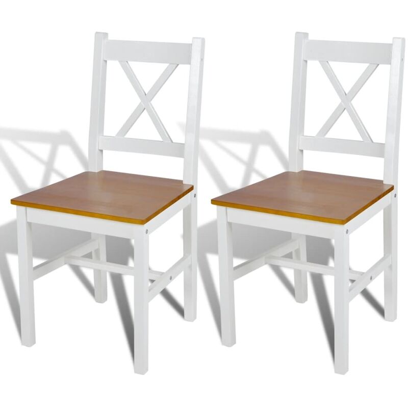 

Sillas de comedor 2 unidades madera de pino blancas - Marrón