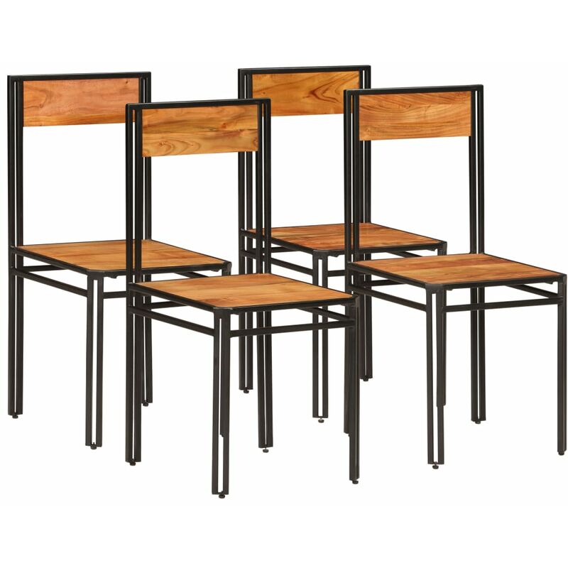 

Madera Maciza Acacia Acabado Sheesham Sillas de Comedor 4 Unidades - Marrón - Vidaxl